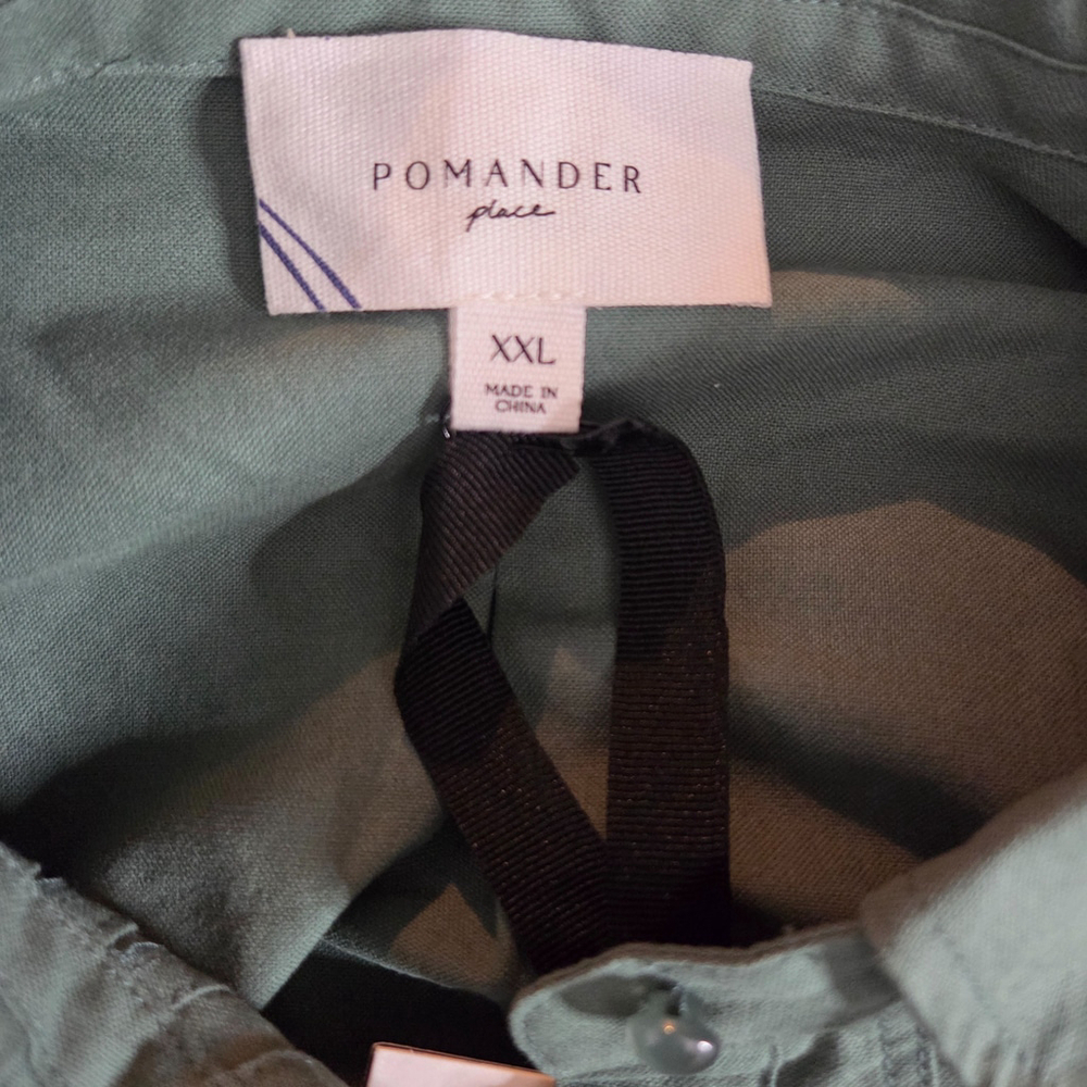 Pomander Place Green Collared Button Shirt Dress XXL NWT - Picture 2 of 2